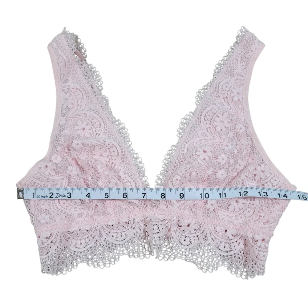 Victoria's Secret Bralette Womens L Pink Lace Long Line Plunge V-Neck Pullover
